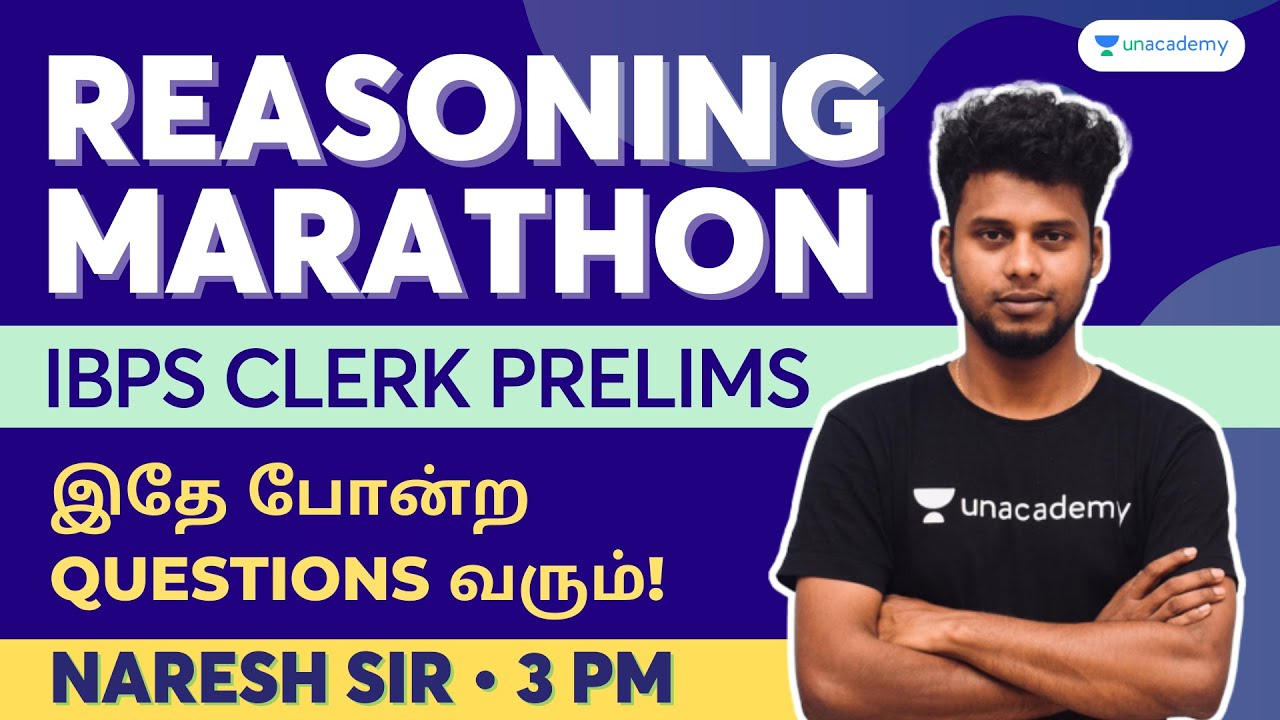 Reasoning Marathon for IBPS Clerk prelims - 2  | Reasoning in Tamil & English | Naresh Kumar