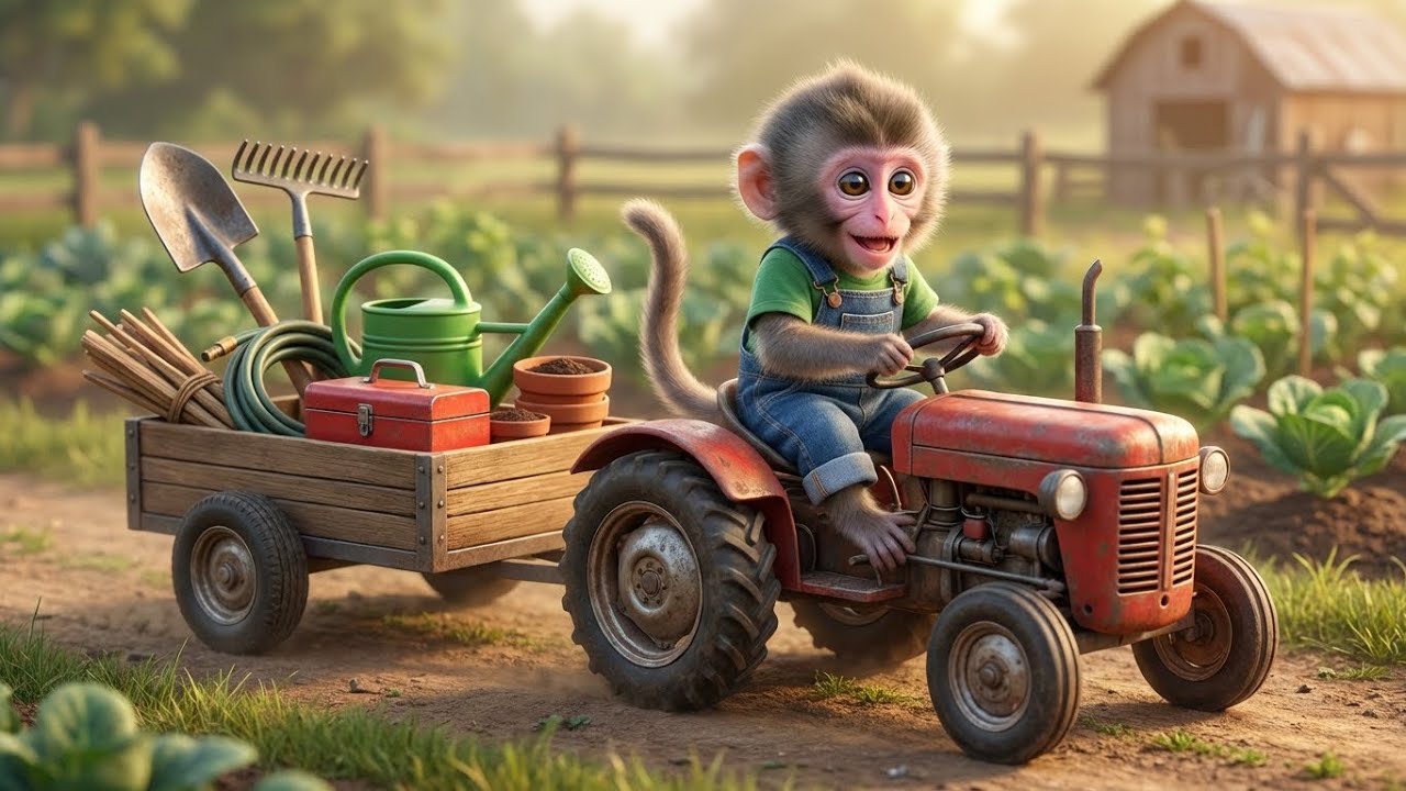 Baby Monkey’s New Garden! Can He Grow a Jungle of Fruits? 🐒🌱🍓