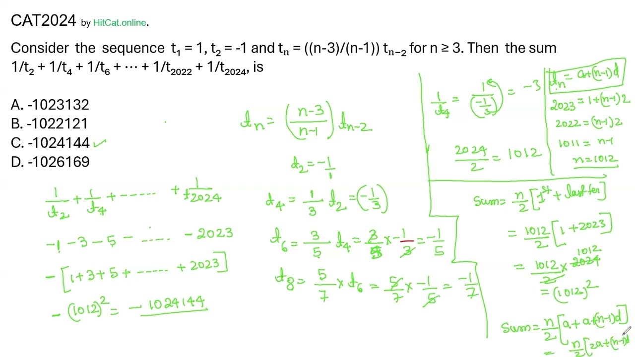 CAT FROM 2017-2024 ARITHMETIC PROGRESSION(A.P)Only,  SECTION QUANTITATIVE (Q.A)