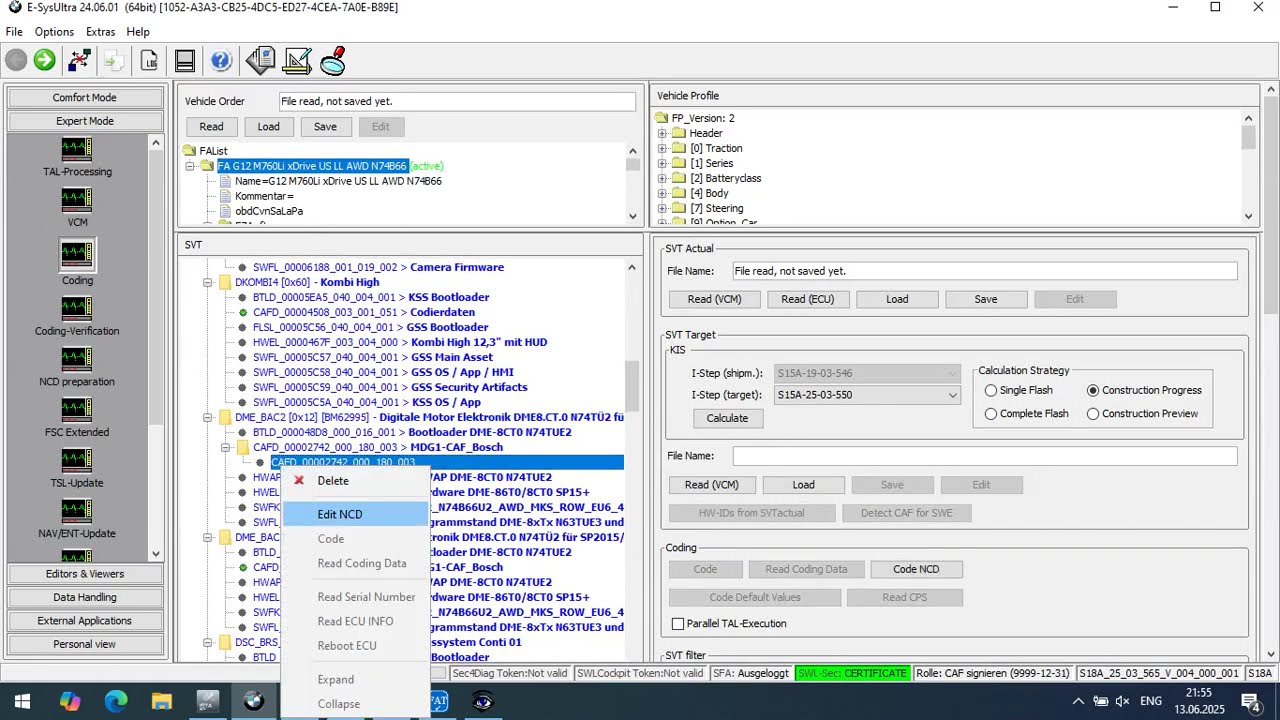 BMW MG1 TC298  Working hours reset via Esys