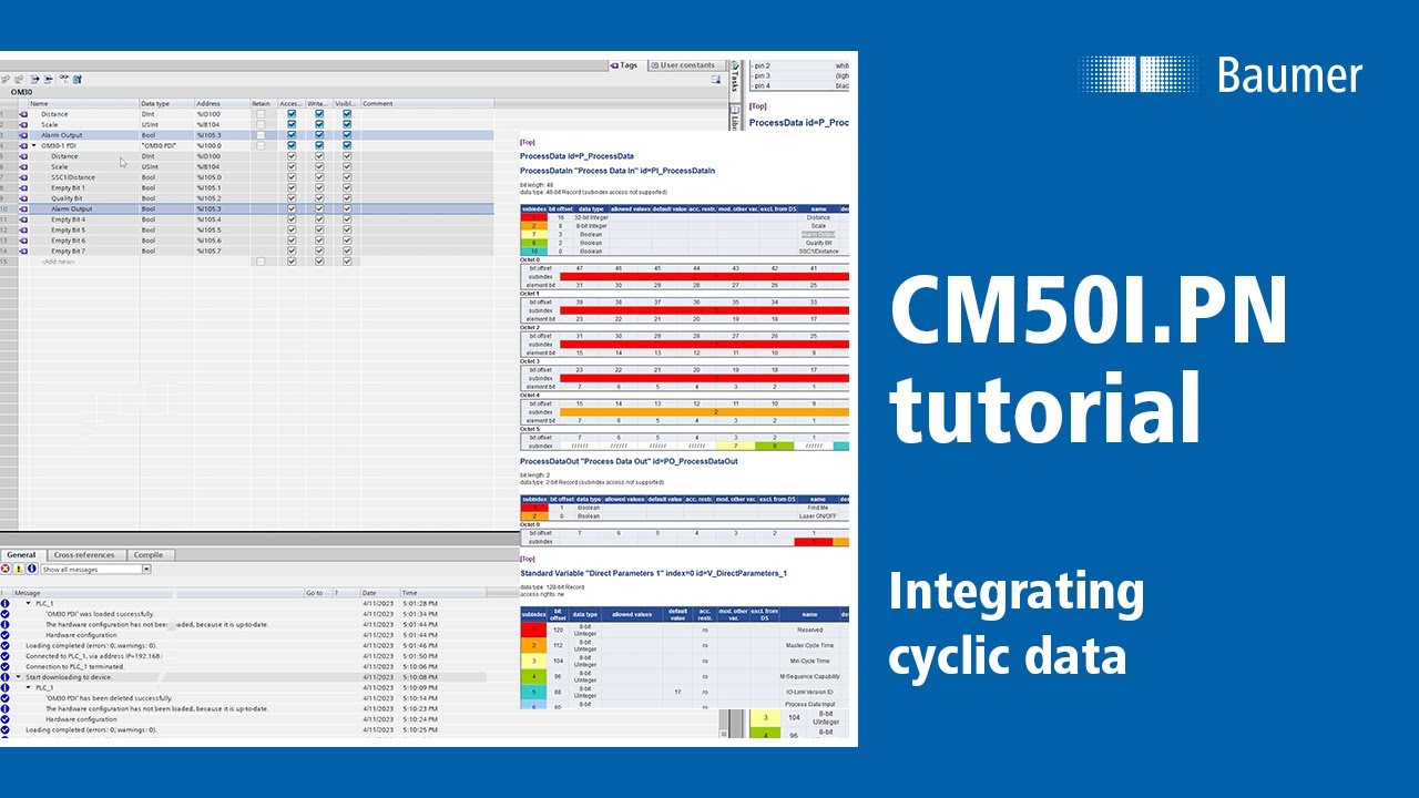 Baumer | IO-Link Master CM50I.PN | Integrating cyclic data | TIA Portal