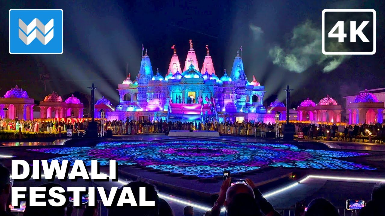 [4K] DIWALI Festival of Lights at BAPS Shri Swaminarayan Mandir in Chino Hills CA 2023 Walking Tour