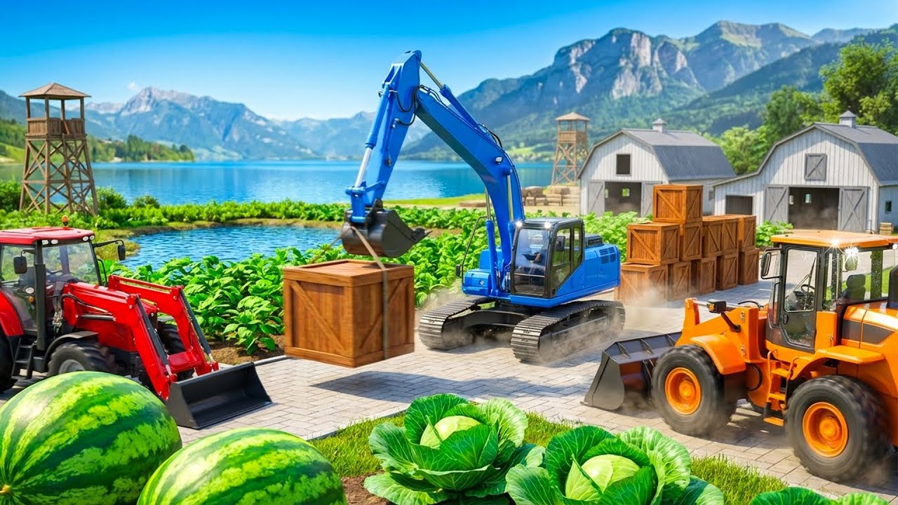 Farm Works Fruit Cargo Transport with Tractor & Pickup Truck | FARM VEHICLES