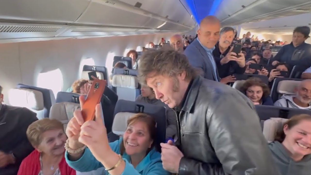 Javier Milei flies commercial and greets passengers one by one