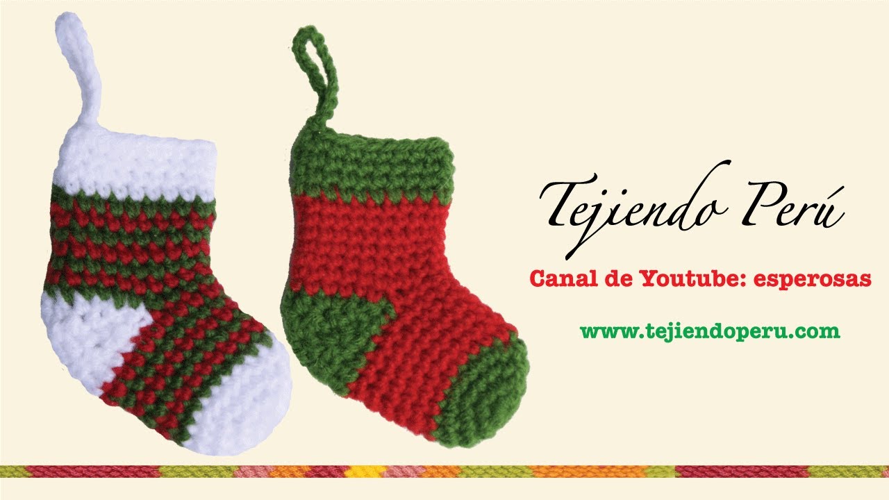 Medias o botitas navideñas en crochet