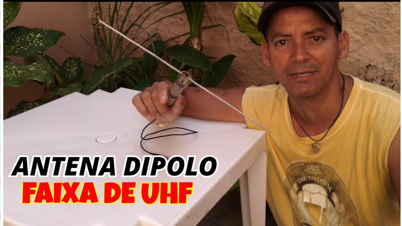 Minha antena dipolo caseira para faixa de UHF.