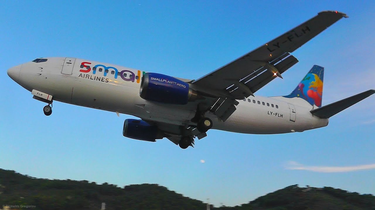 Small Planet 737-300 Evening Landing & Dusk Takeoff (Heads On) - Skiathos, the 2nd St Maarten