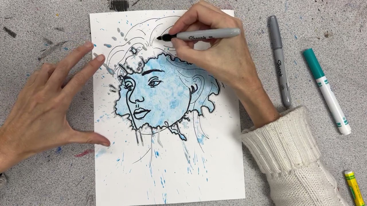Experimental art - Paint splash portrait part 2
