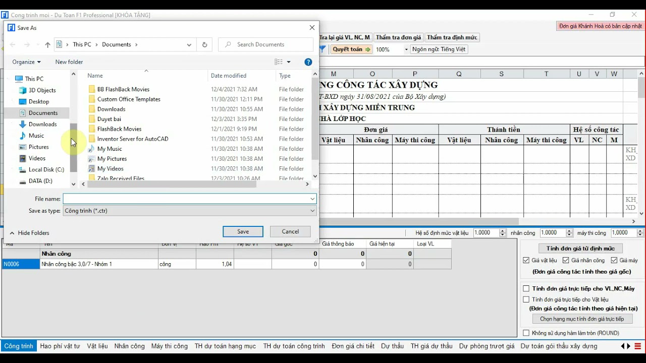DỰ TOÁN F1 (hướng dẫn sử dụng)