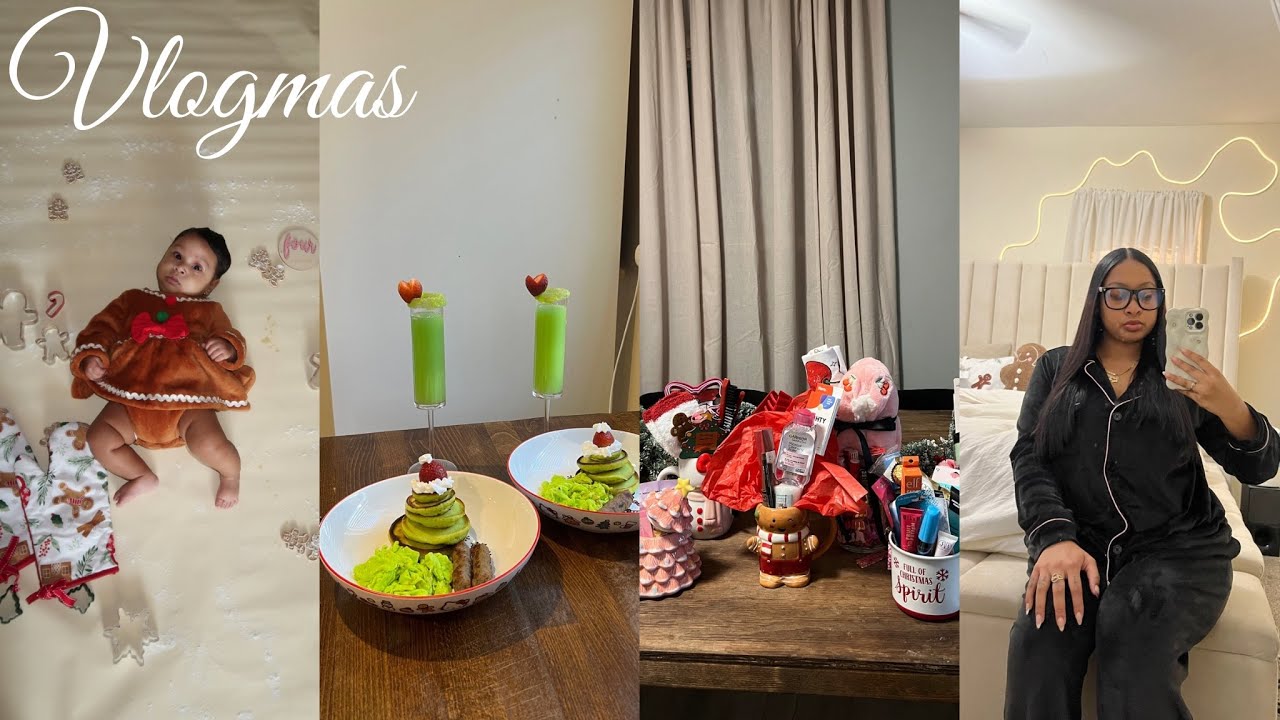 VLOGMAS | Christmas Mug Exchange + Gift Shopping + Grinch Breakfast + 4 Month Baby Shoot + New Hair
