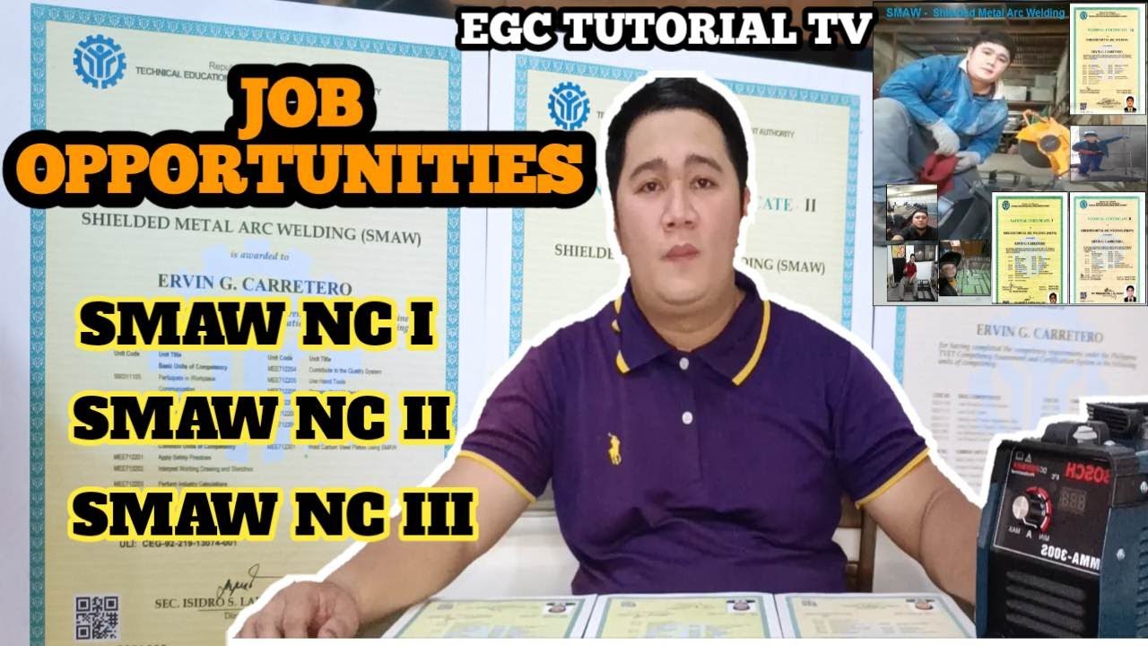 TESDA SMAW NC I, SMAW NC II, SMAW NC III JOB OPPORTUNITIES. #welding  #educational #tesda  #egc
