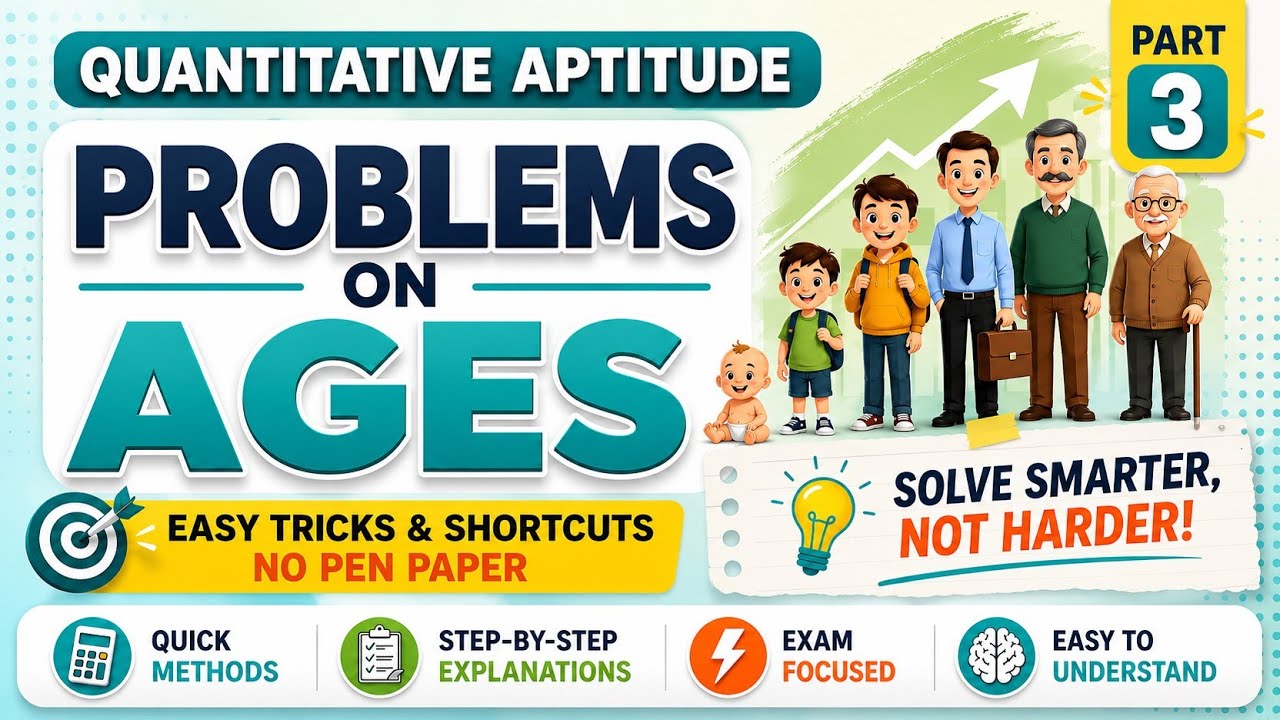 Problems on Ages Trick  | PART-3 | Aptitude Questions for TCS, Wipro, Cognizant, SSC, Bank Exams
