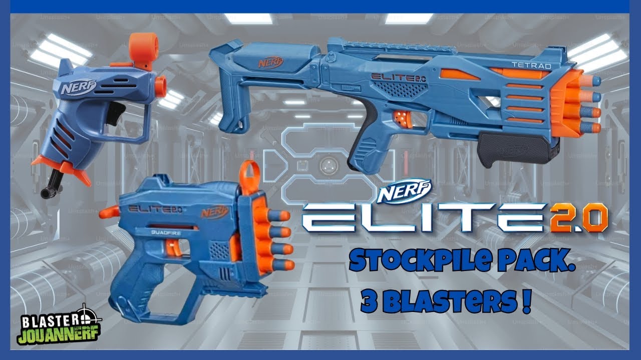 [REVUE] NERF ELITE 2.0 Stockpile PACK X3 ,Quadfire QS-4 ,Tetrad QS-4 ,Ace SD-1. 
