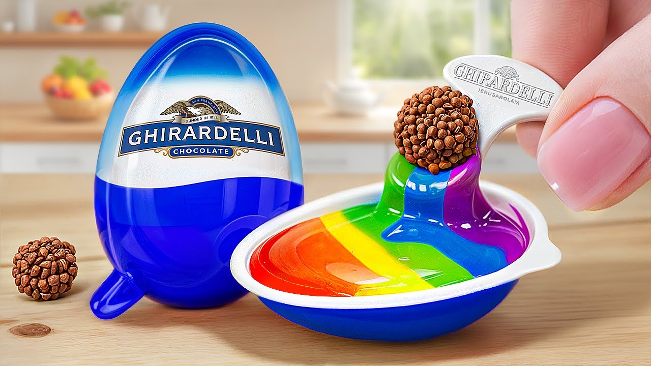 Mini Ghirardelli Chocolate Cake Recipe Using Kinder Joy | Satisfying Chocolate Cake Decorating Idea