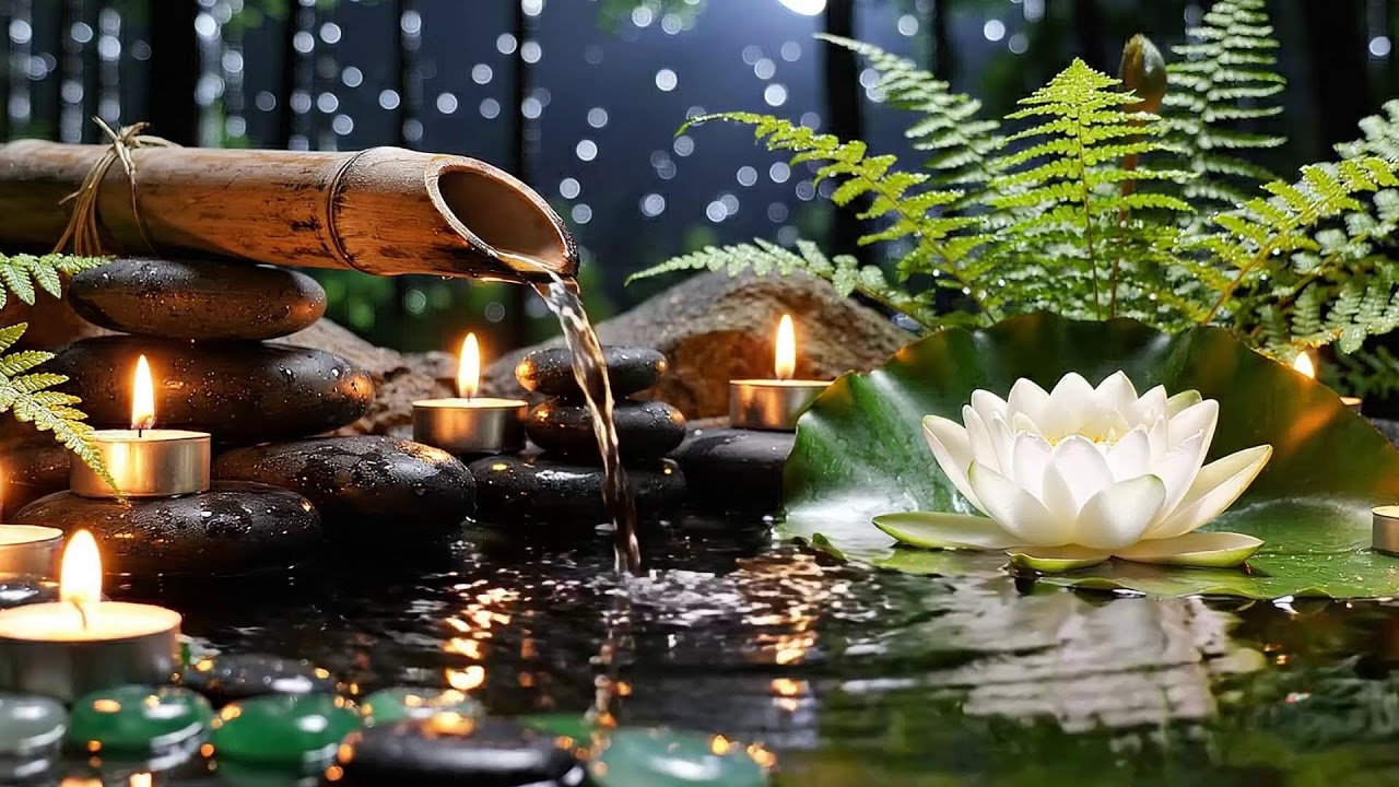 Relaxing Music Relieves Stress & Anxiety 🌿 Healing Piano + Bamboo Water Fountain