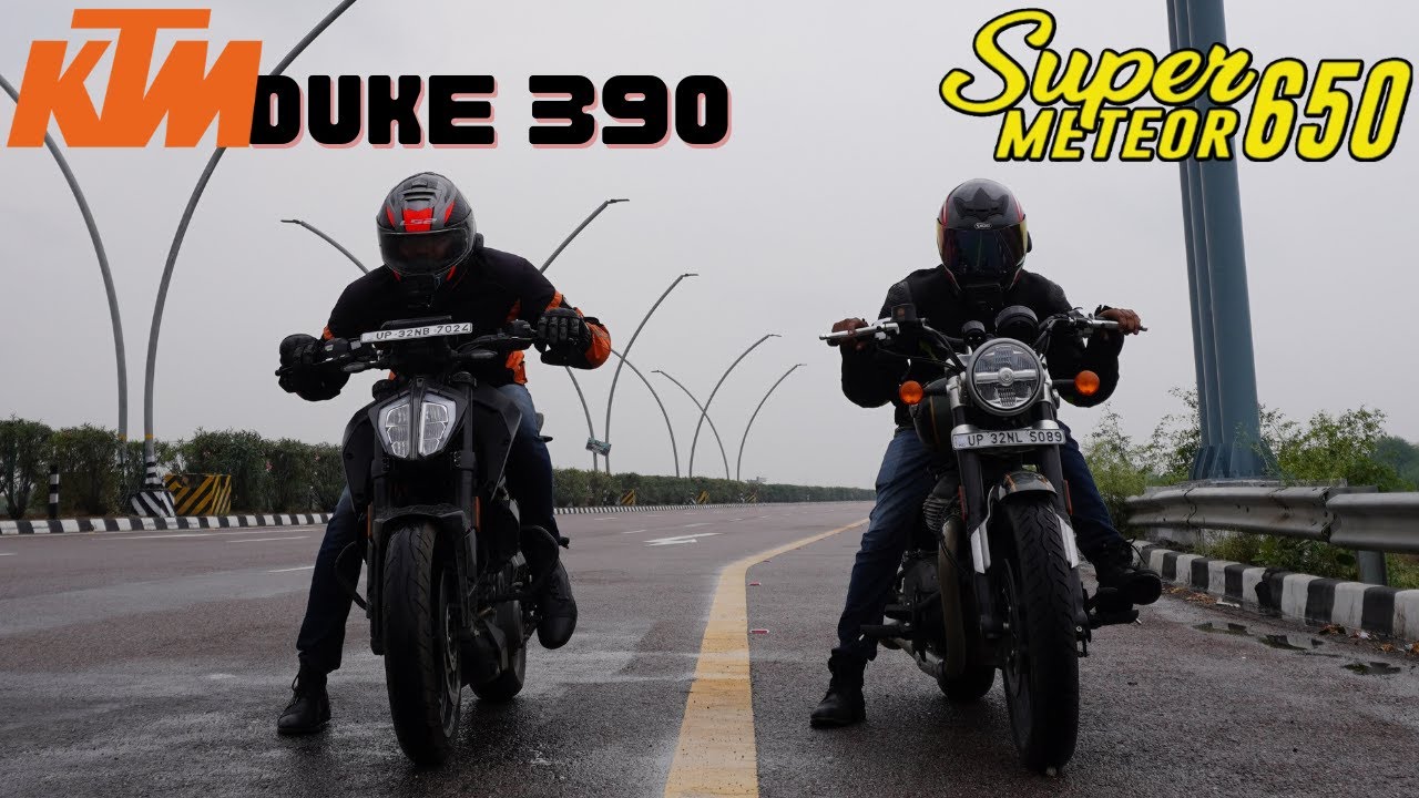 KTM Duke 390 vs Royal Enfield Super Meteor 650 Performance Test Drag Race