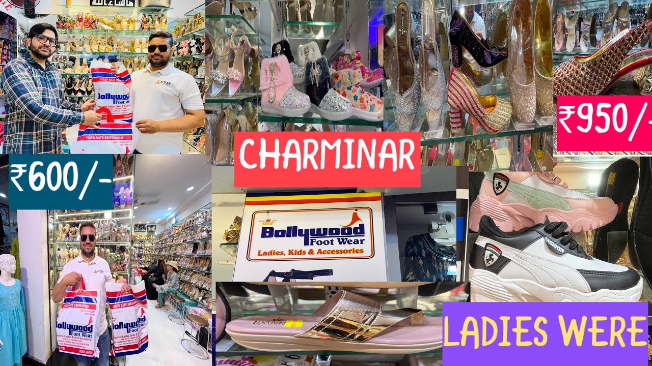 Hyderabad, famous Bollywood footwear, Charminar. Ladies, and kids wear Charminar shopping#viralvideo