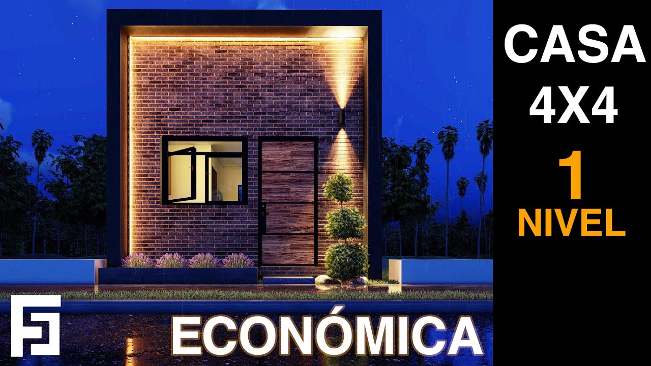 Dise&ntilde;o de CASA 4x4 econ&oacute;mica | Projeto da casa 4x4 I  House 4x4 mts