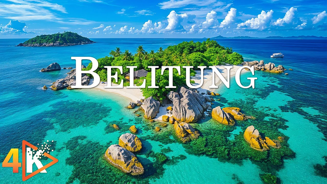 Belitung 4K - Granite Rock Beaches and Crystal-Clear Waters with Relaxing Music - 4K Video Ultra HD