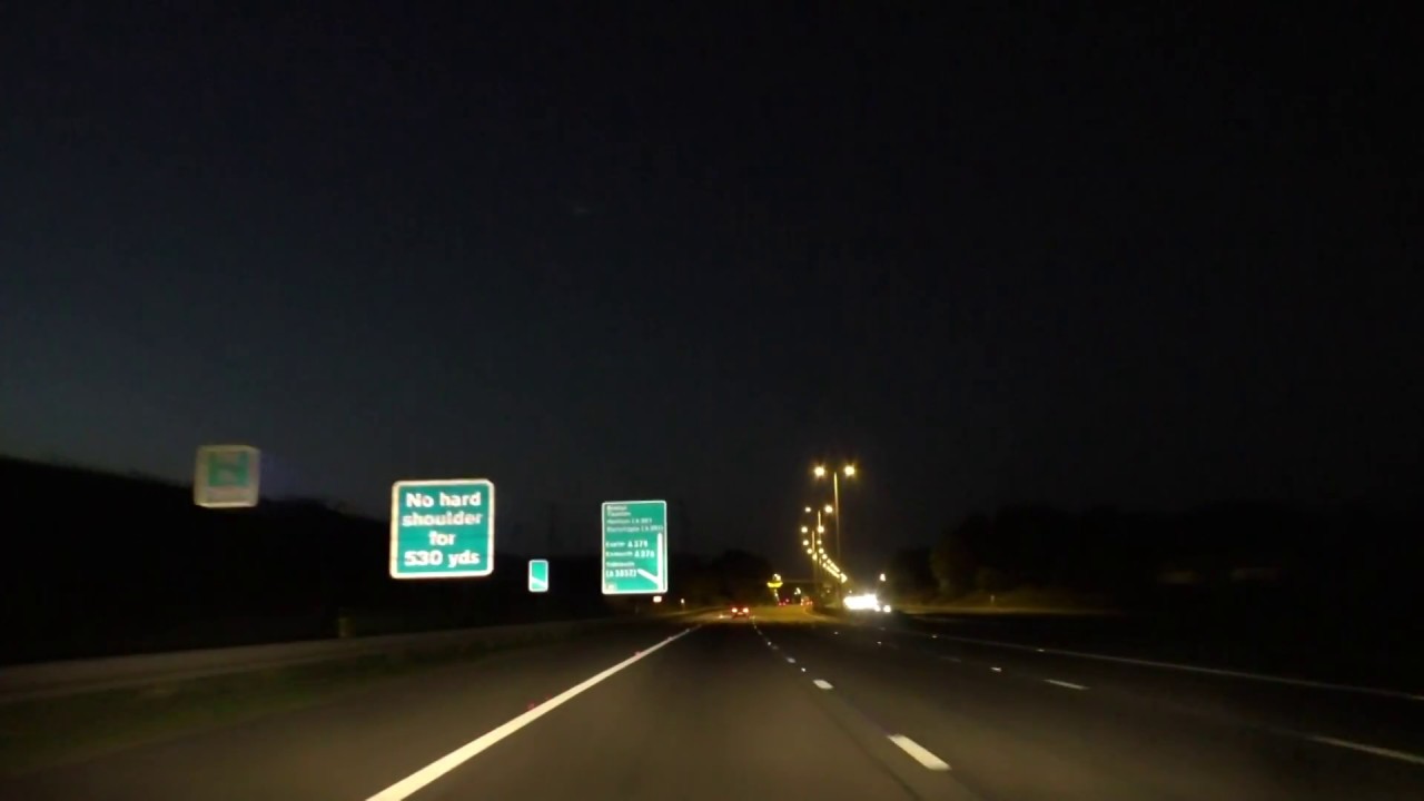 Night Drive M5 Motorway From J31 A30 A38 Exminster Devon To J7 A44 Worcester South, England