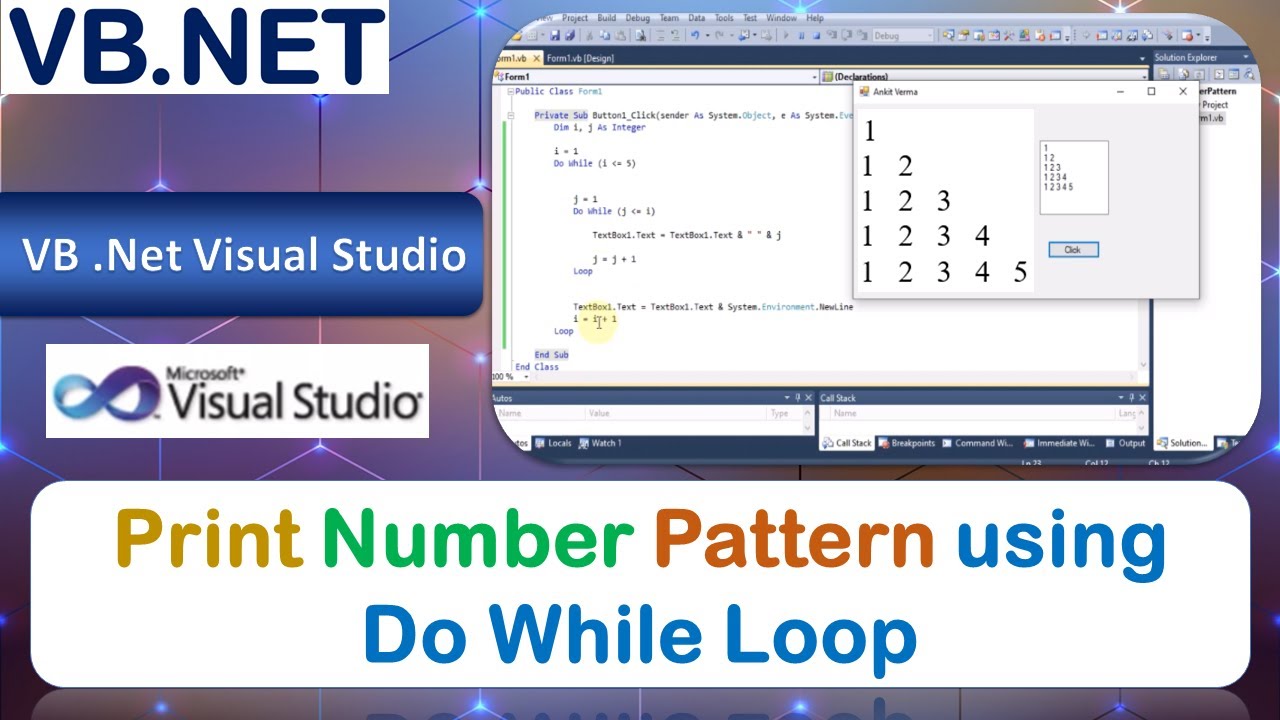 P23b | Windows Application to Print Number Pattern using Do While Loop | .Net