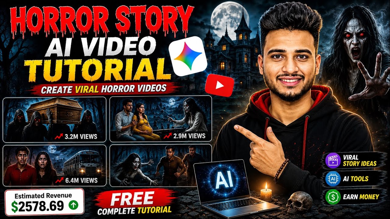 Make Viral Ai Horror Stories In Minutes (Complete Course 2026)🔥 Horror Ai Video Kaise Banaye ? 