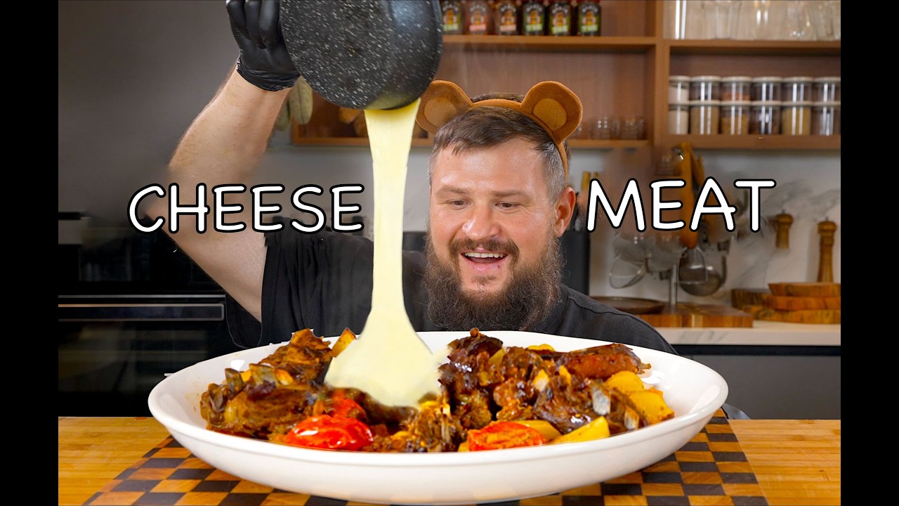 Giant Meat Platter with Melted Cheese | Roasted Veggies & Feast MUKBANG, АСМР МУКБАНГ, 먹방, 大食い, 谢尔盖