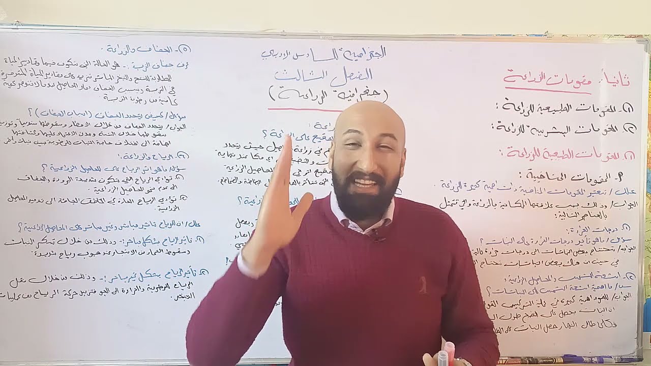 الجغرافية للسادس الادبي المحاضرة (24) م/ (المقومات الطبيعية للزراعة)