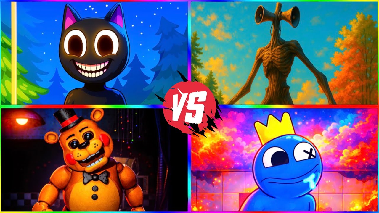 CARTOON CAT ⚔️ SIREN HEAD ⚔️ FREDDY FAZBEAR ⚔️ RAINBOW FRIENDS BLUE | TILES CLASH