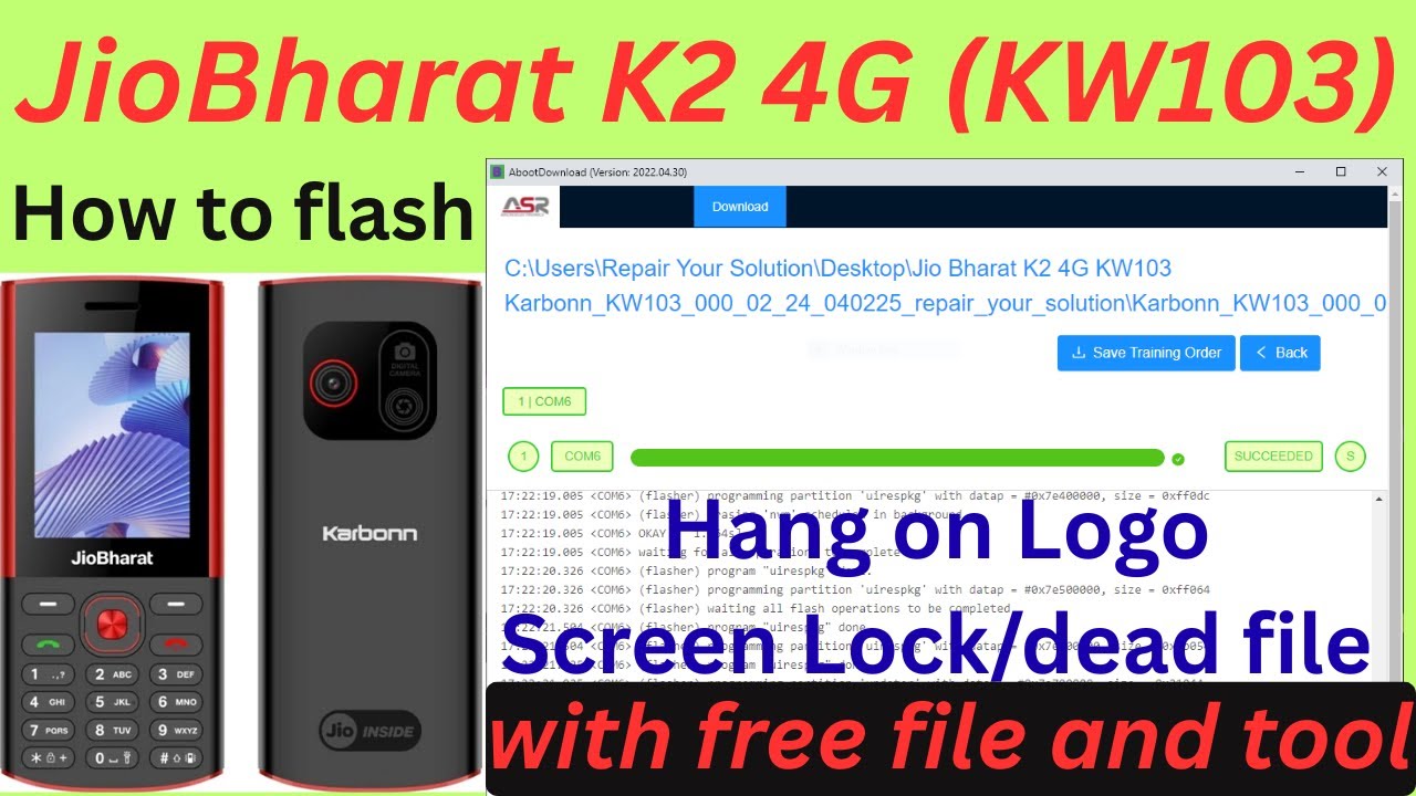 jiobharat kw103 | jiobharat k2 4g(kw103) | karbonn kw103 | Hang on Logo | screen lock unlock 100000%