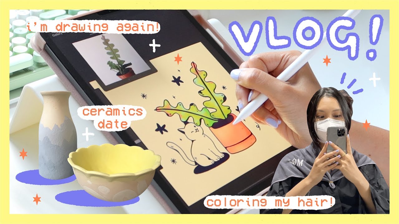 ARTIST VLOG 00 ✿ new hair color, ceramic painting, mental health update!