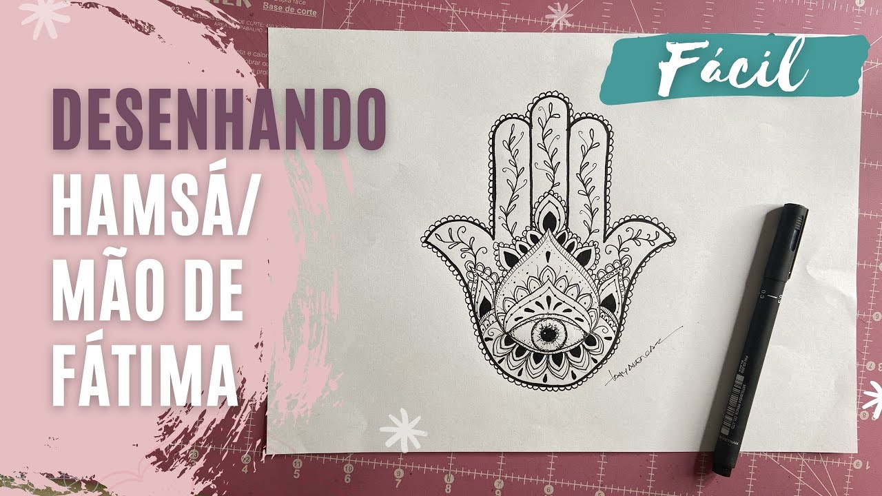 COMO desenhar HAMSÁ ou Mão de Fátima - FÁCIL | Taty Alencar Mandalas