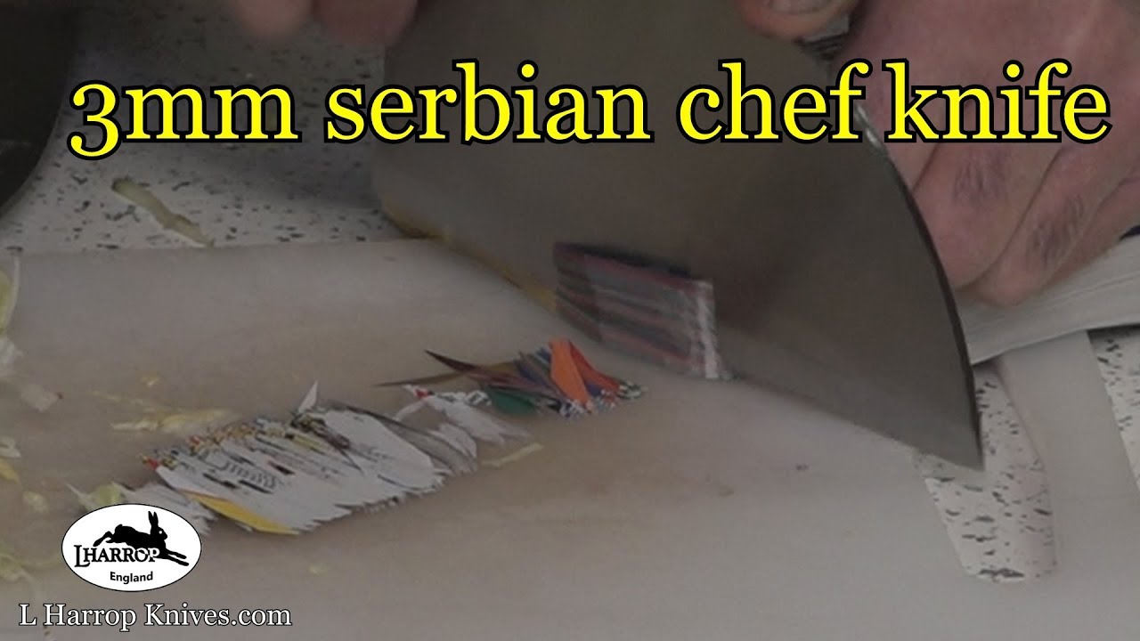 new 3mm serbian chef knife cutting