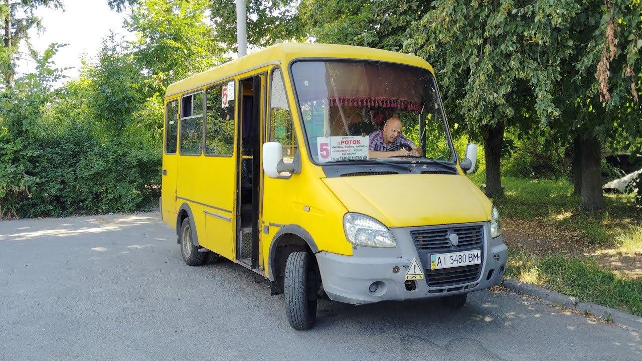 Біла Церква, поїздка на маршрутці Баз 2215(дельфін) на маршруті 5