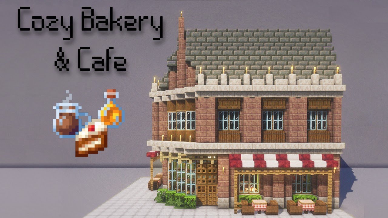 Building a Cozy Cafe & Bakery Shop : Minecraft Build
