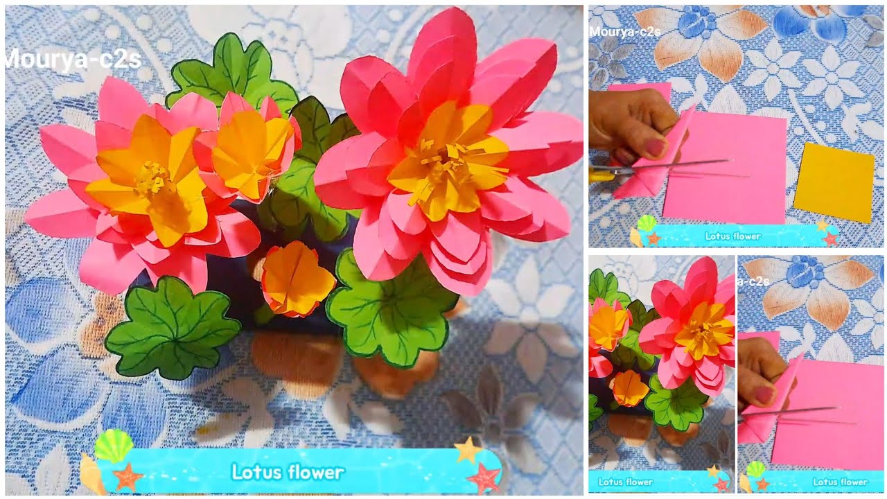 Beautiful Paper Lotus Flower Making #STUNNING Lotus Paper Flower Creation #papercraft #diy #long #