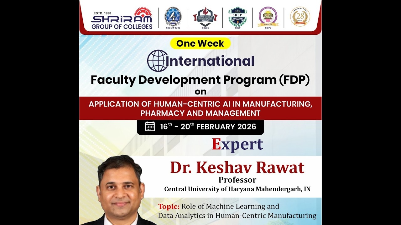 Role of Machine Learning & Data Analytics in Human-Centric Manufacturing | IFDP-HCAMPM 2026