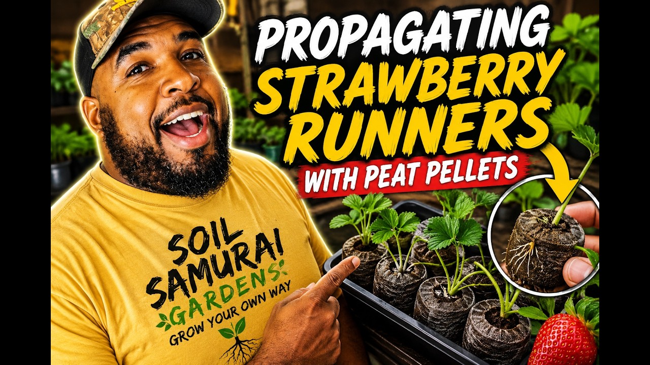 Propagating strawberry runners with peat pellets
