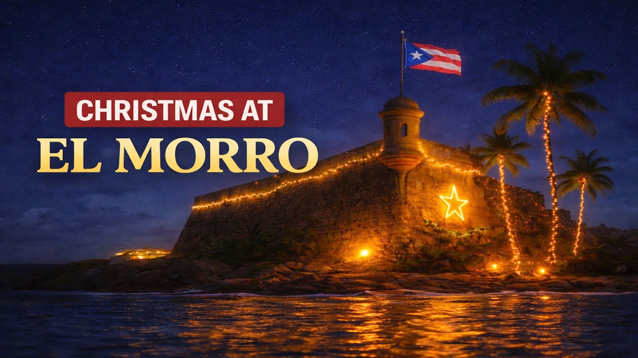 Puerto Rico Christmas Ambience | Cozy Tropical Night at El Morro (4K)