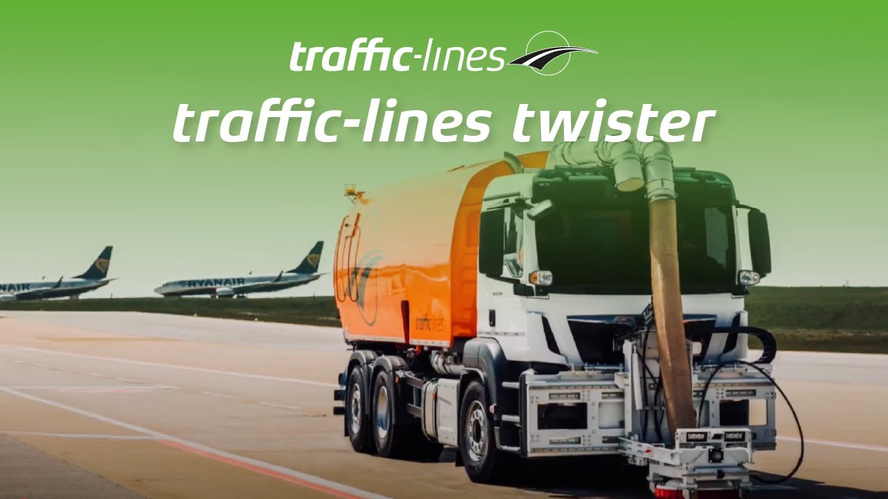 traffic-lines twister - fastest runway lights cleaning with water high-pressure on airport 2020
