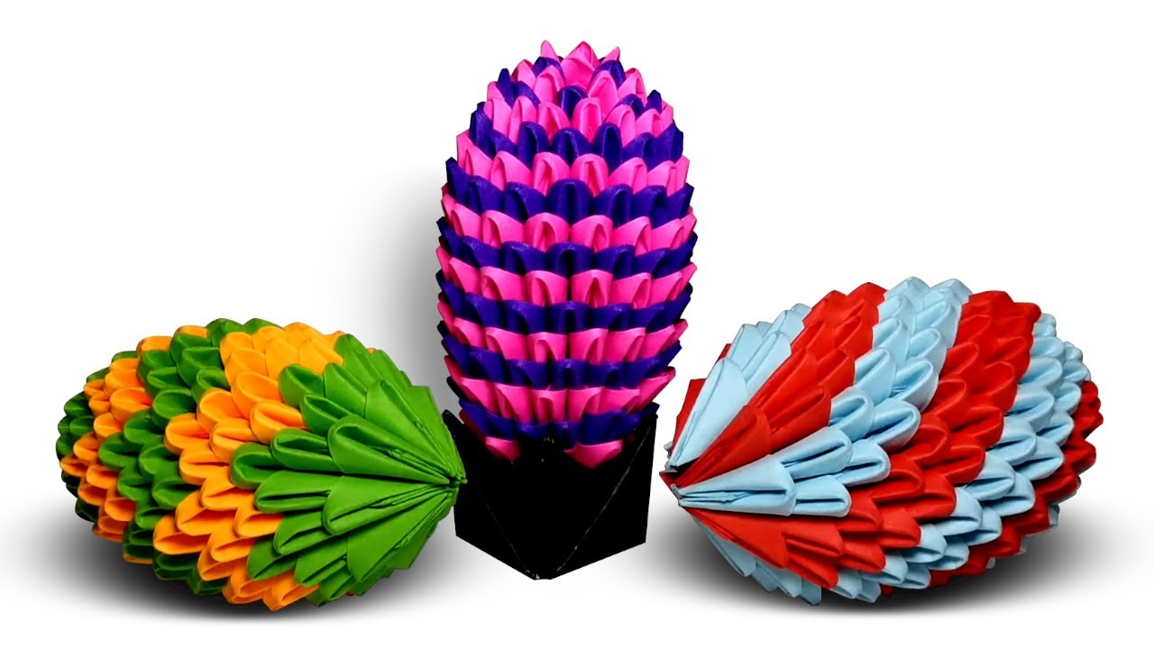 3D Origami Paper Easter Egg with Holder or Stand