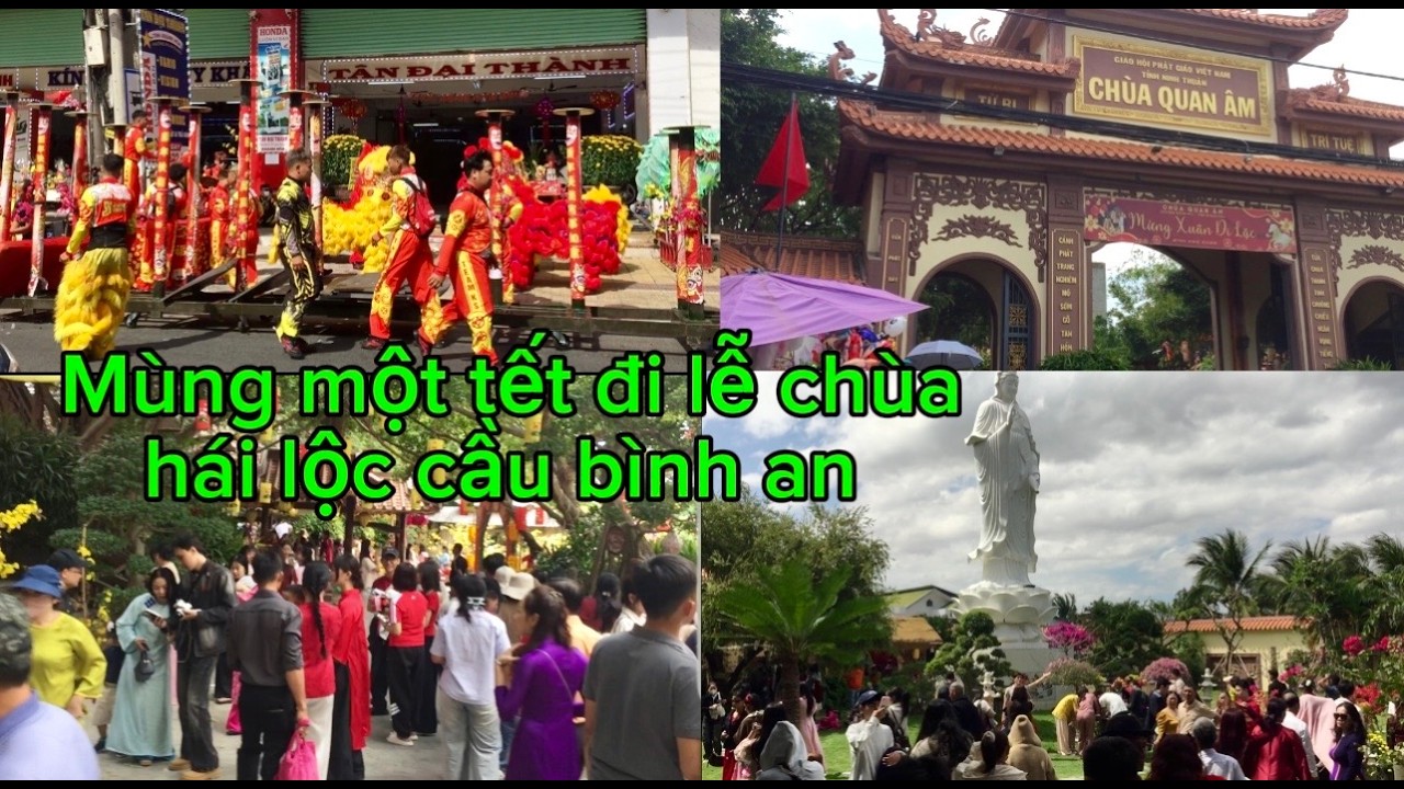 Mùng một tết đi lễ chùa hái lộc cầu bình an năm mới chúc cả nhà vạn sự như ý 