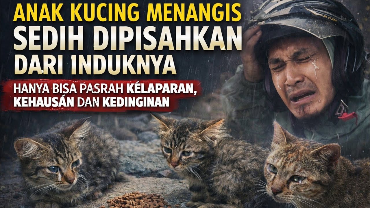 3 Anak Kucing Menangis di Pinggir Jalan, Dipisahkan dari Induknya, Pasrah Kelaparan & Kedinginan 😭