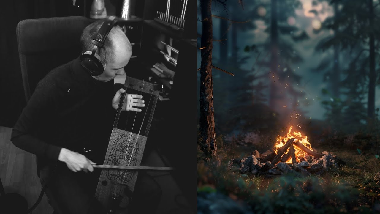 1 Hour Relaxing Tagelharpa with Campfire Ambience
