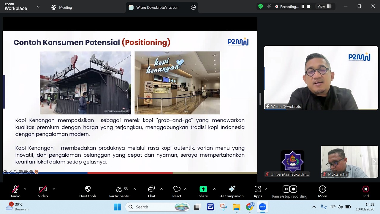 Sosialisasi dan Workshop Program Pembinaan Mahasiswa Wirausaha (P2MW) - Universita Teuku Umar