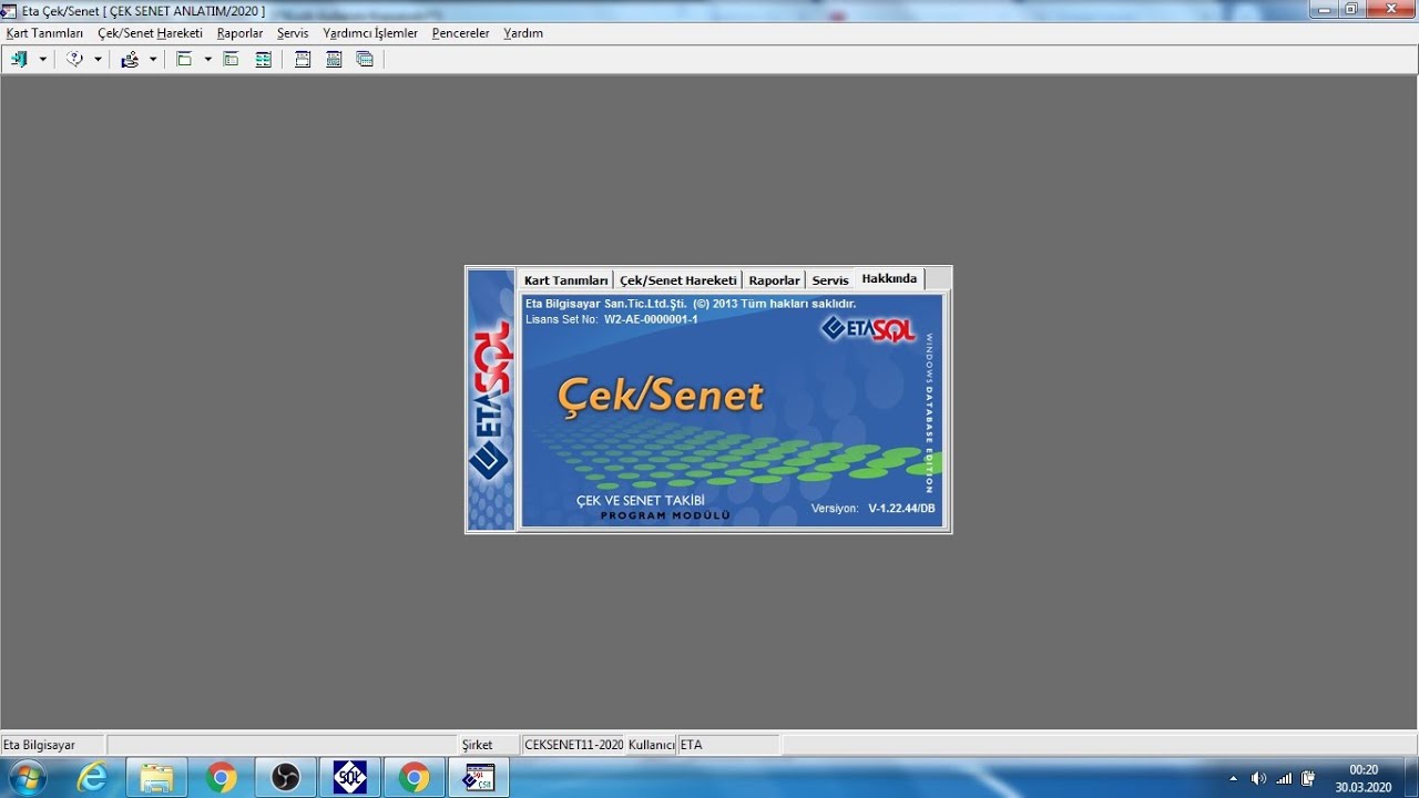 ETA Programında Çek - Senet Modülü