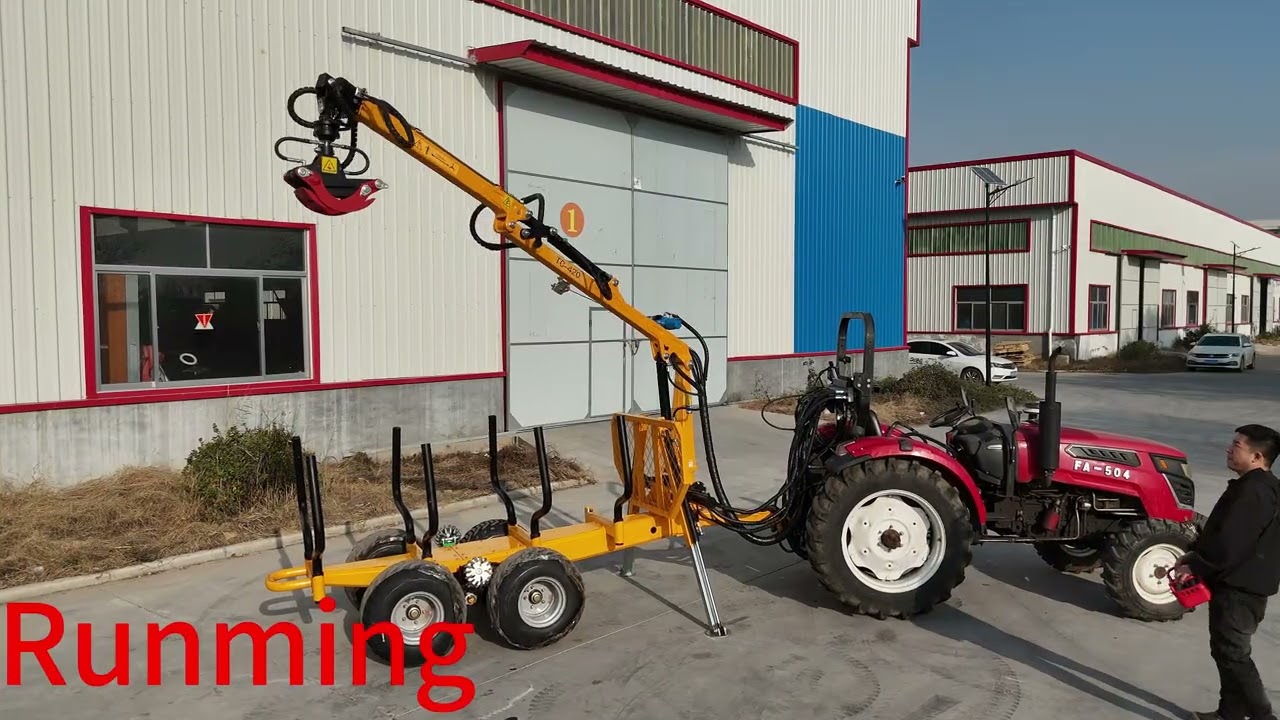3ton #forestrytrailer  with TC420#timbercrane #atv trailer with #logcrane samller #tractor  trailer