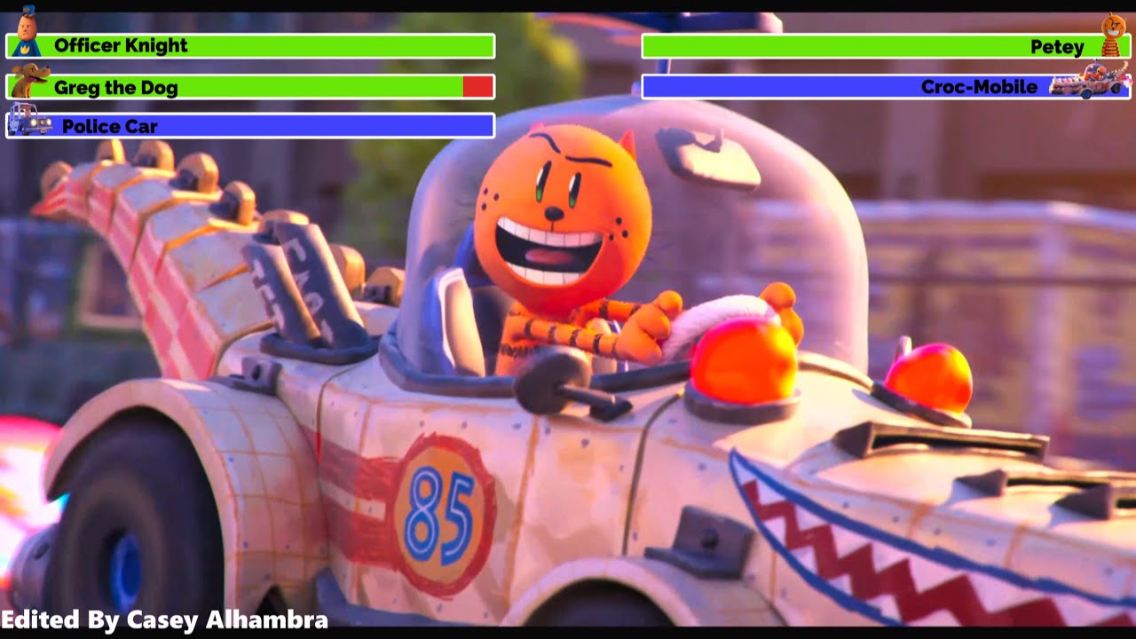 Dog Man (2025) Opening Scene with healthbars