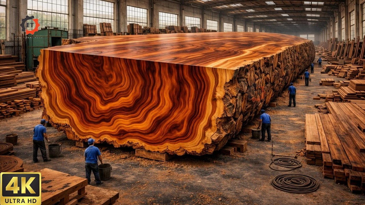 Inside the Extreme Wood Factory | Giant Logs & Heavy Machines Creating Insanely Huge Luxury Tables