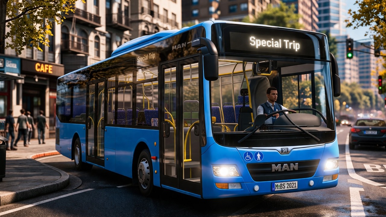 Driving a six-stop bus in Highlander Park - Bus Simulator 21